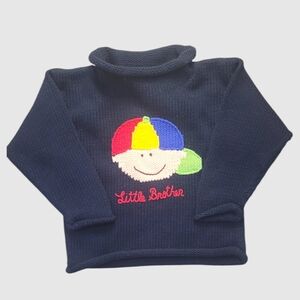 Claver Boy's Navy Blue "Little Brother" Roll Neck Sweater